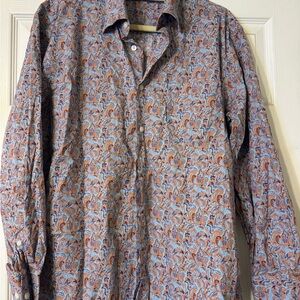 Robert Graham Blue and Orange and Purple Paisley Shirt size M NWOT 100% Cotton